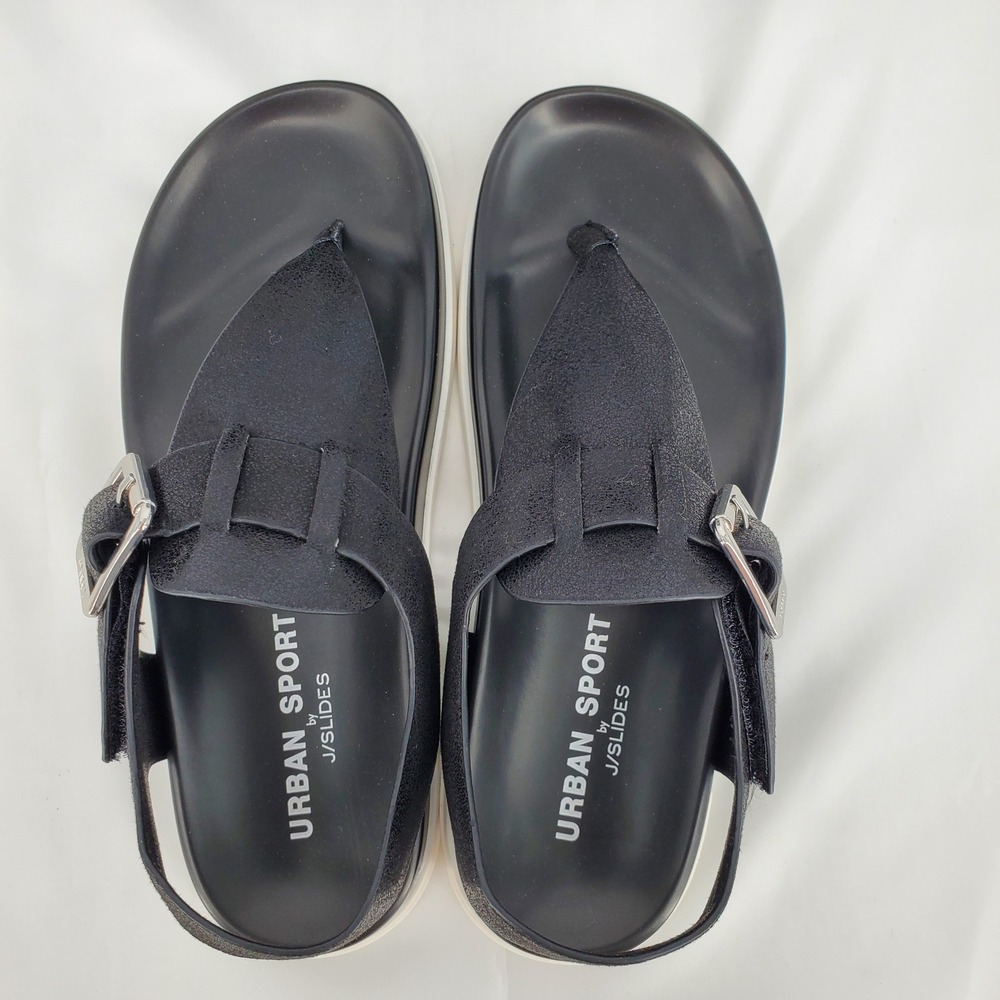 Urban Sport by J/Slides Freya Black Metallic Luxe Platform Thong Sandals 6.5 New - Picture 3 of 8
